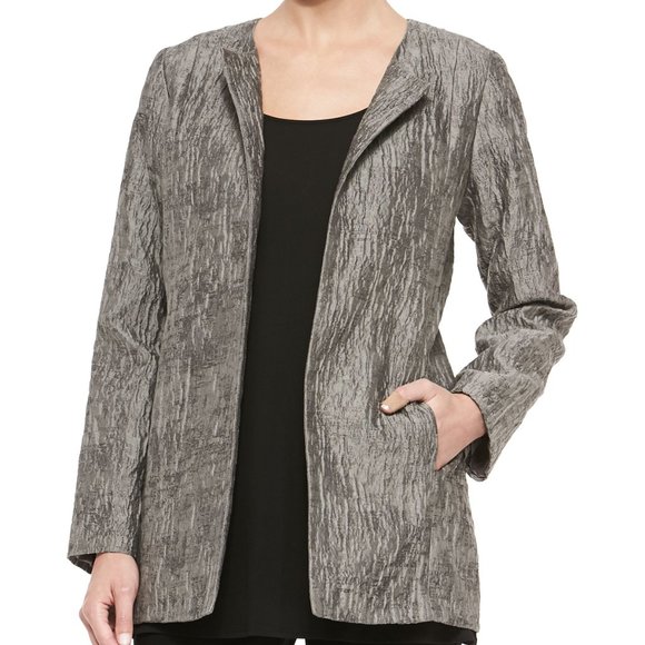 Eileen Fisher Jackets & Blazers - Eileen Fisher Mirage Crinkle Jacquard Long Jacket